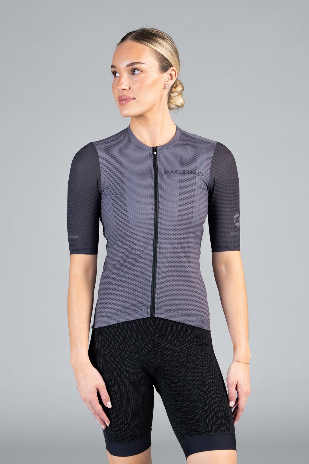 Women's Grey Mesh Cycling Jersey - Front View