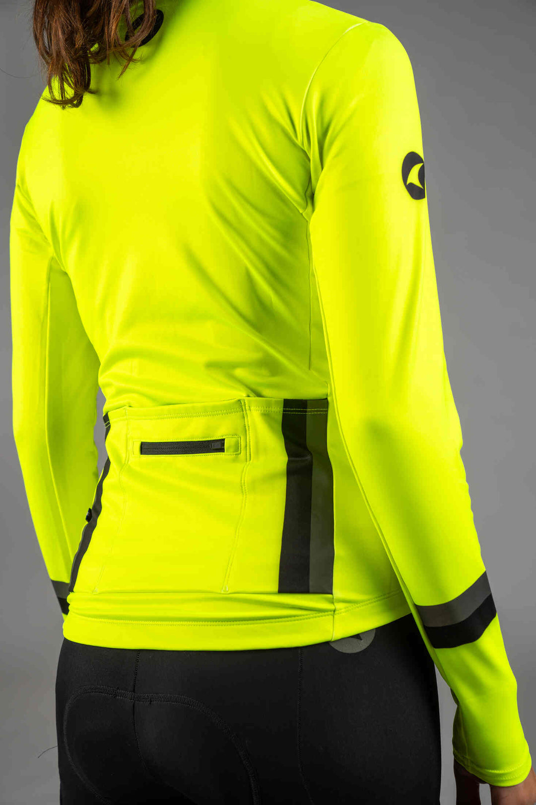 Women's High-Viz Yellow Thermal Cycling Jersey - Back Pockets