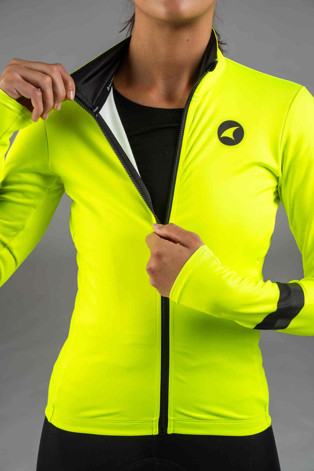 Women's High-Viz Yellow Thermal Cycling Jersey - Zipper