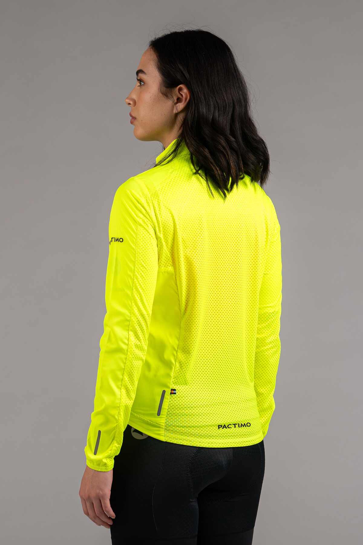 Women's Manic Yellow Cycling Wind Jacket - Back View