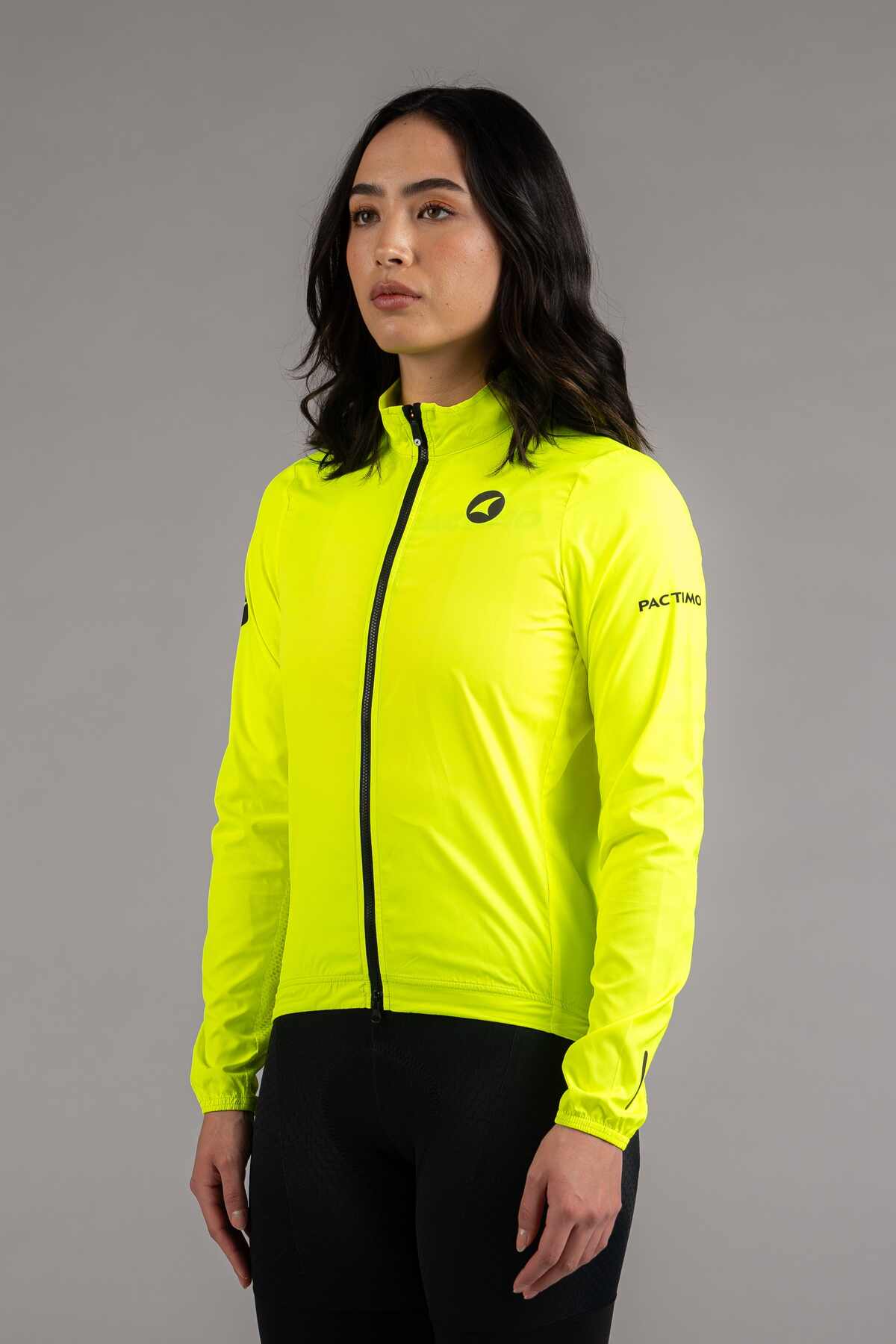 Women's Manic Yellow Cycling Wind Jacket - Front View