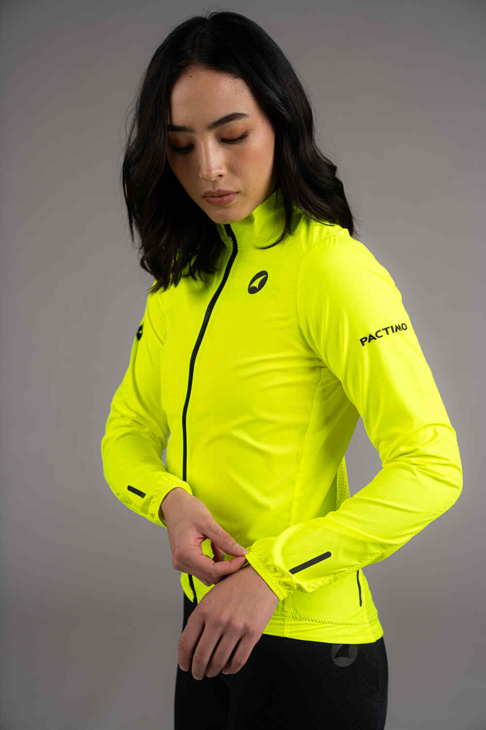 Women's Manic Yellow Cycling Wind Jacket - Sleeve