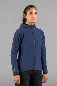 Women's Navy Blue Insulated Cycling Jacket - Front View