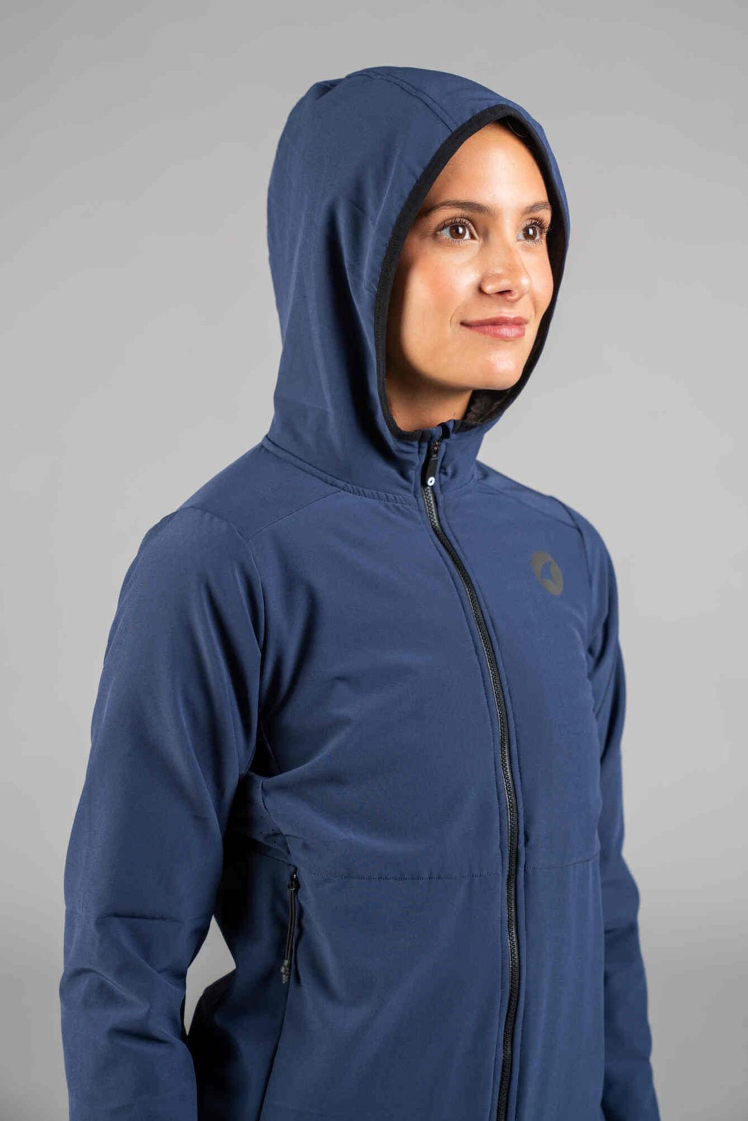 Women's Navy Blue Insulated Cycling Jacket - Hood