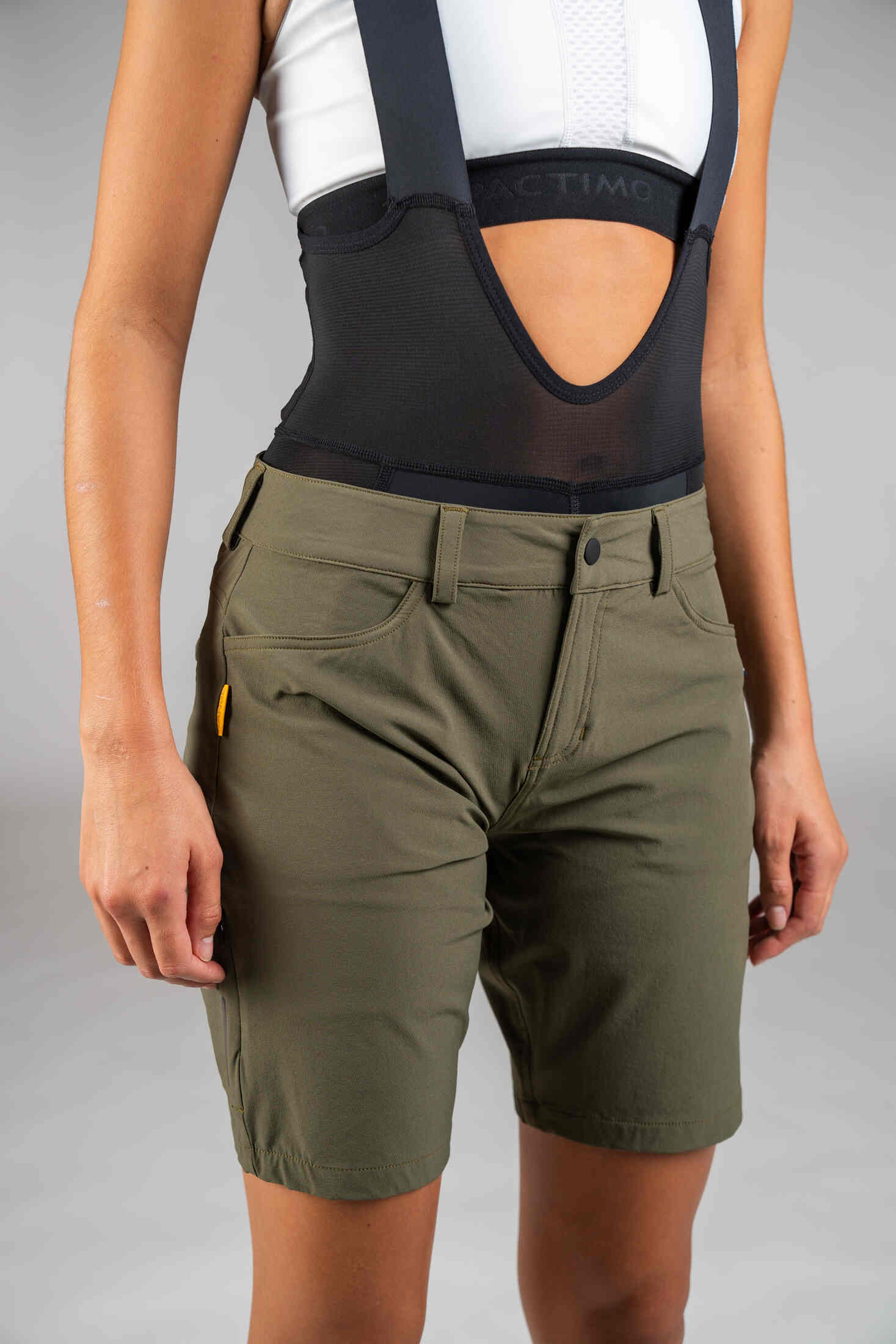 Women's Olive Green Mountain Bike Shorts - Waistband