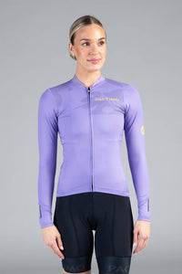 Women's Purple Aero Long Sleeve Cycling Jersey - Front View