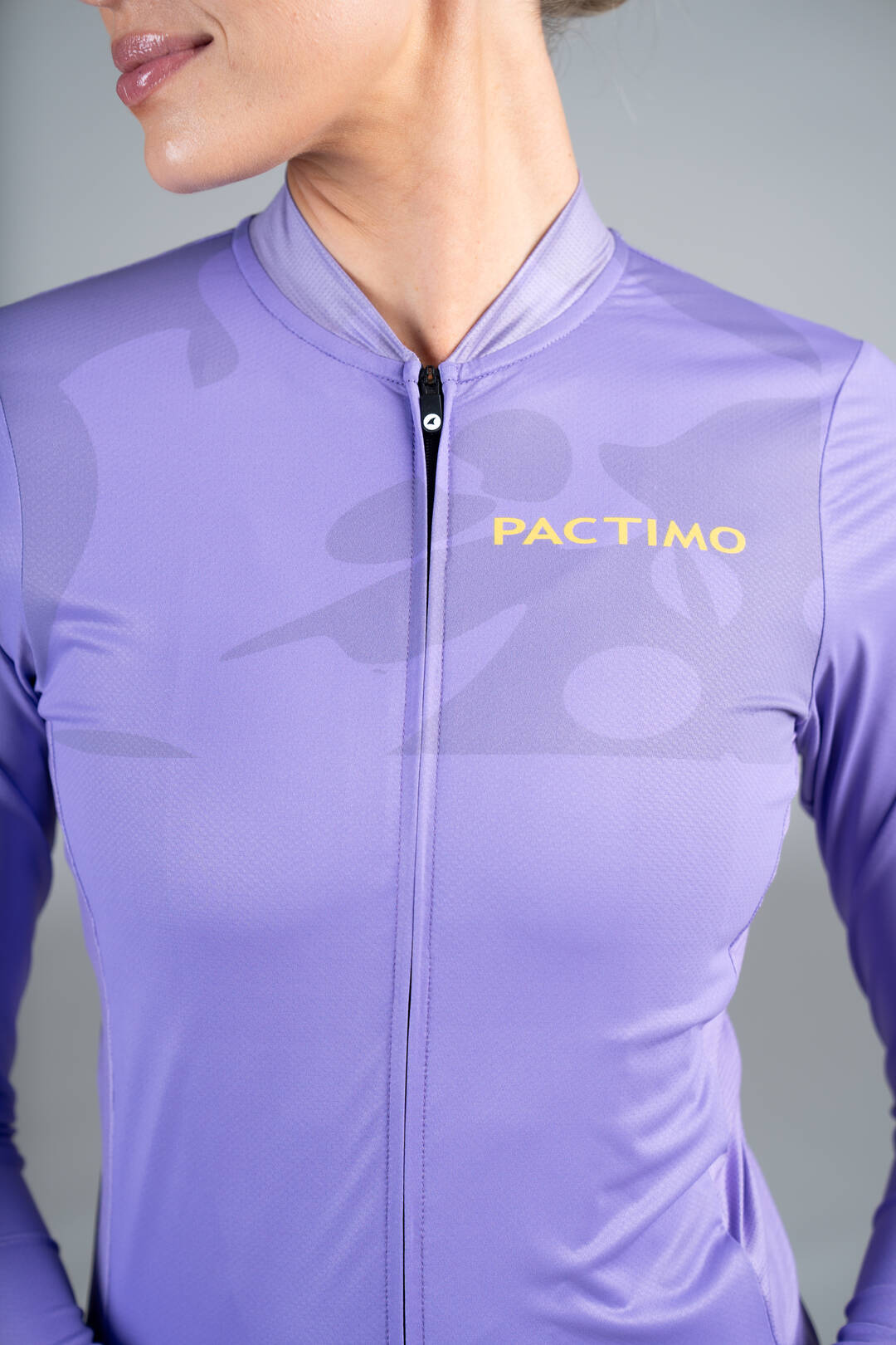 Women's Purple Long Sleeve Bike Jersey - Collar