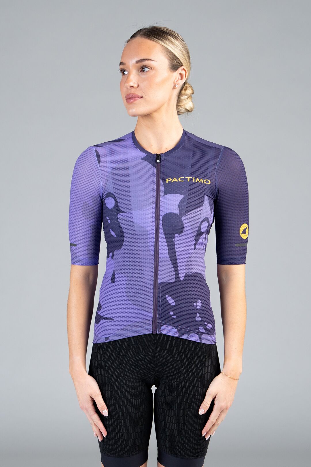 Women's Purple Mesh Cycling Jersey - Bloom Front View