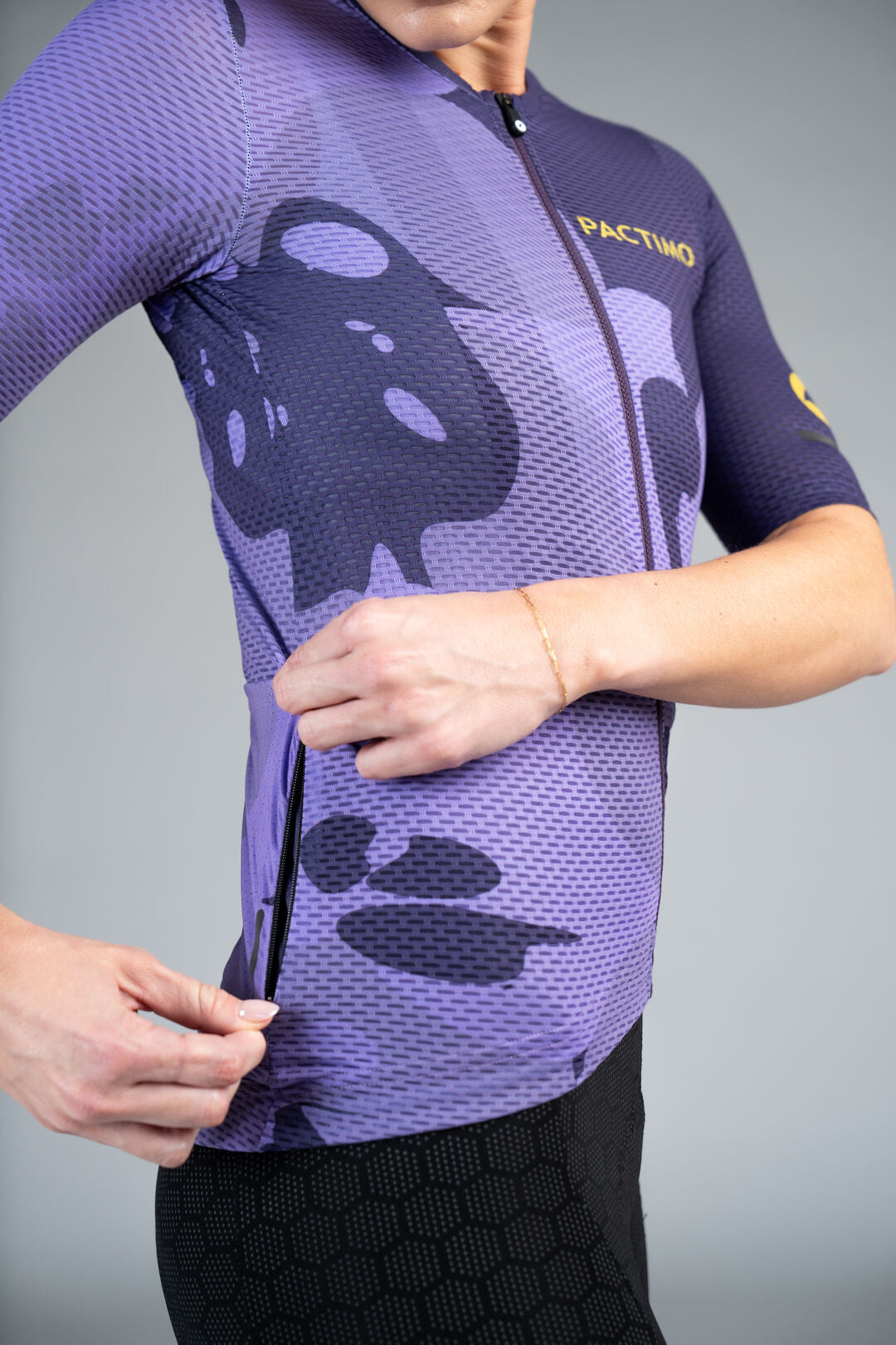 Women's Purple Mesh Cycling Jersey - Bloom Zippered Pocket