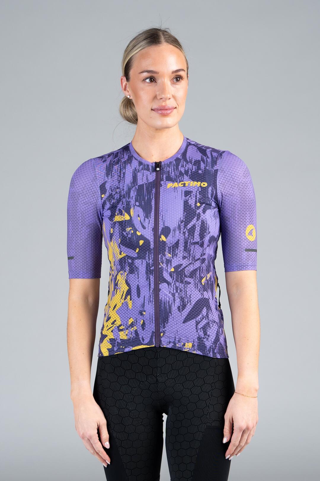 Women's Purple Mesh Gravel Cycling Jersey - Front View