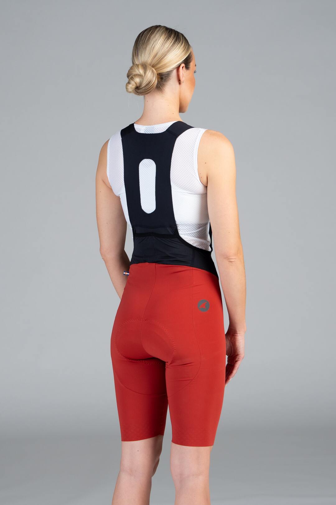 Women's Red Cycling Bibs - Back View