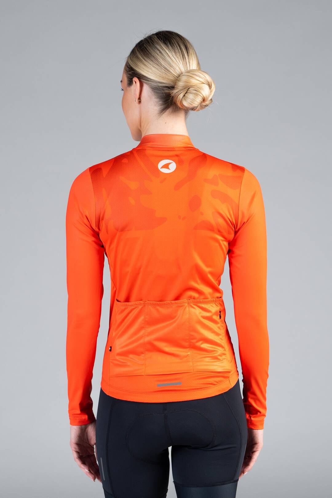 Women's Red Aero Long Sleeve Cycling Jersey - Back View