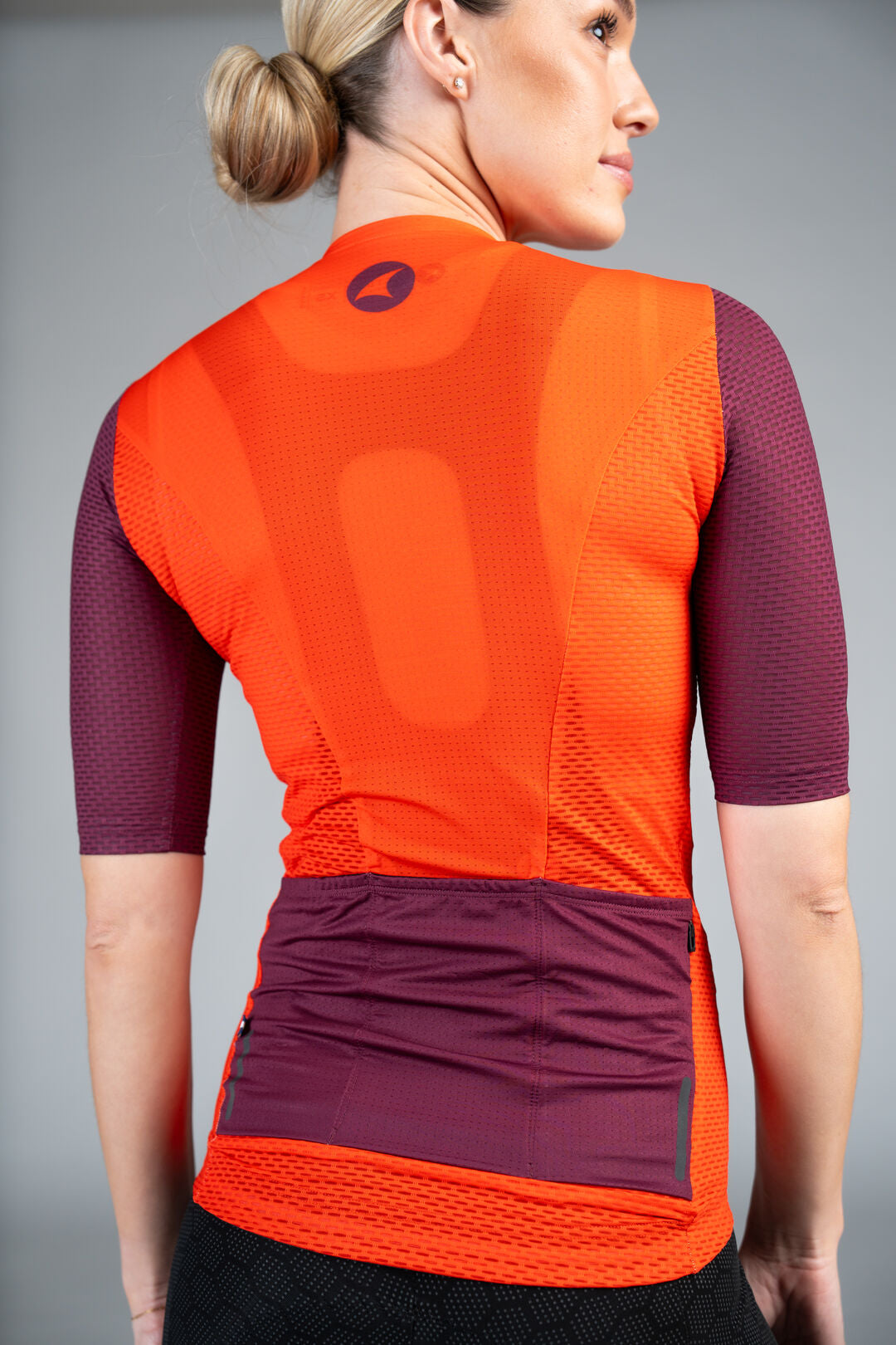 Women's Red Mesh Cycling Jersey - Back Pockets