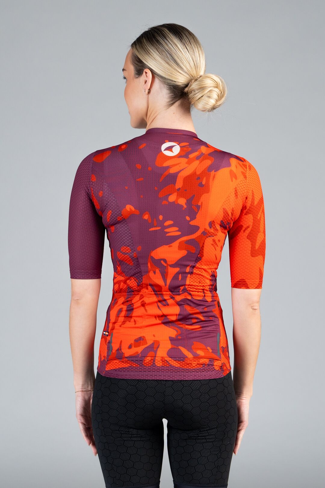 Women's Red Mesh Cycling Jersey - Fields Back View