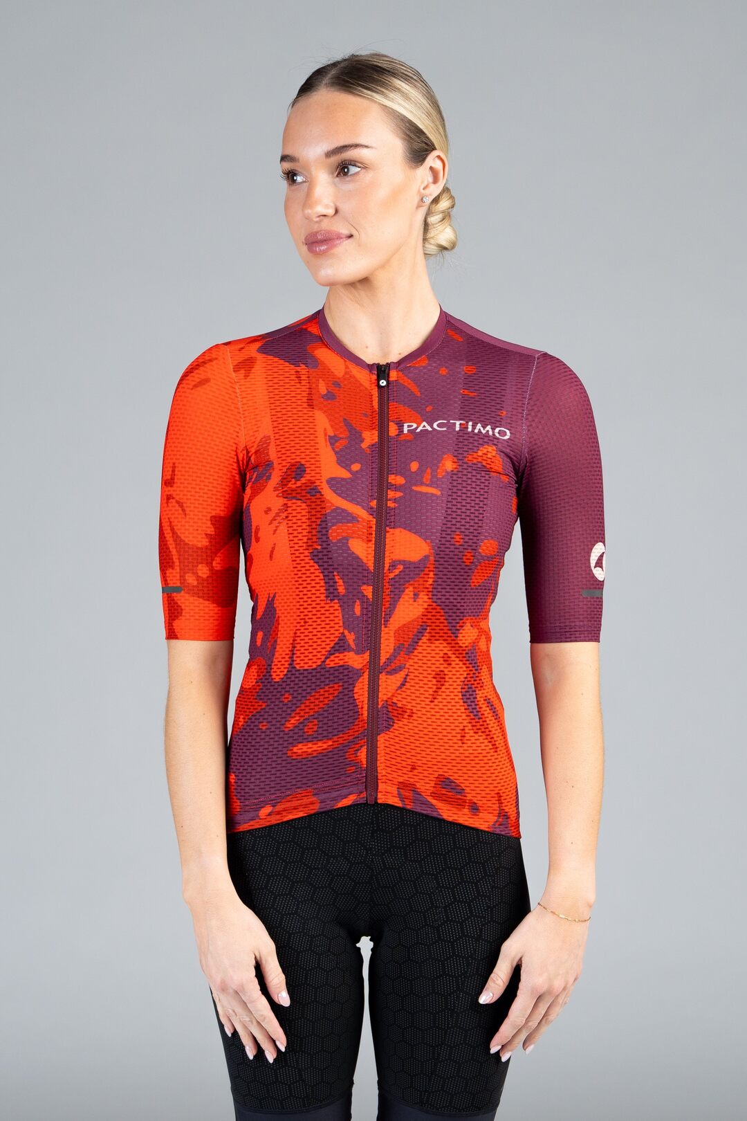 Women's Red Mesh Cycling Jersey - Fields Front View