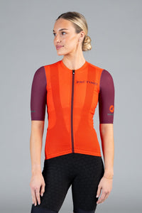 Women's Red Mesh Cycling Jersey - Front View