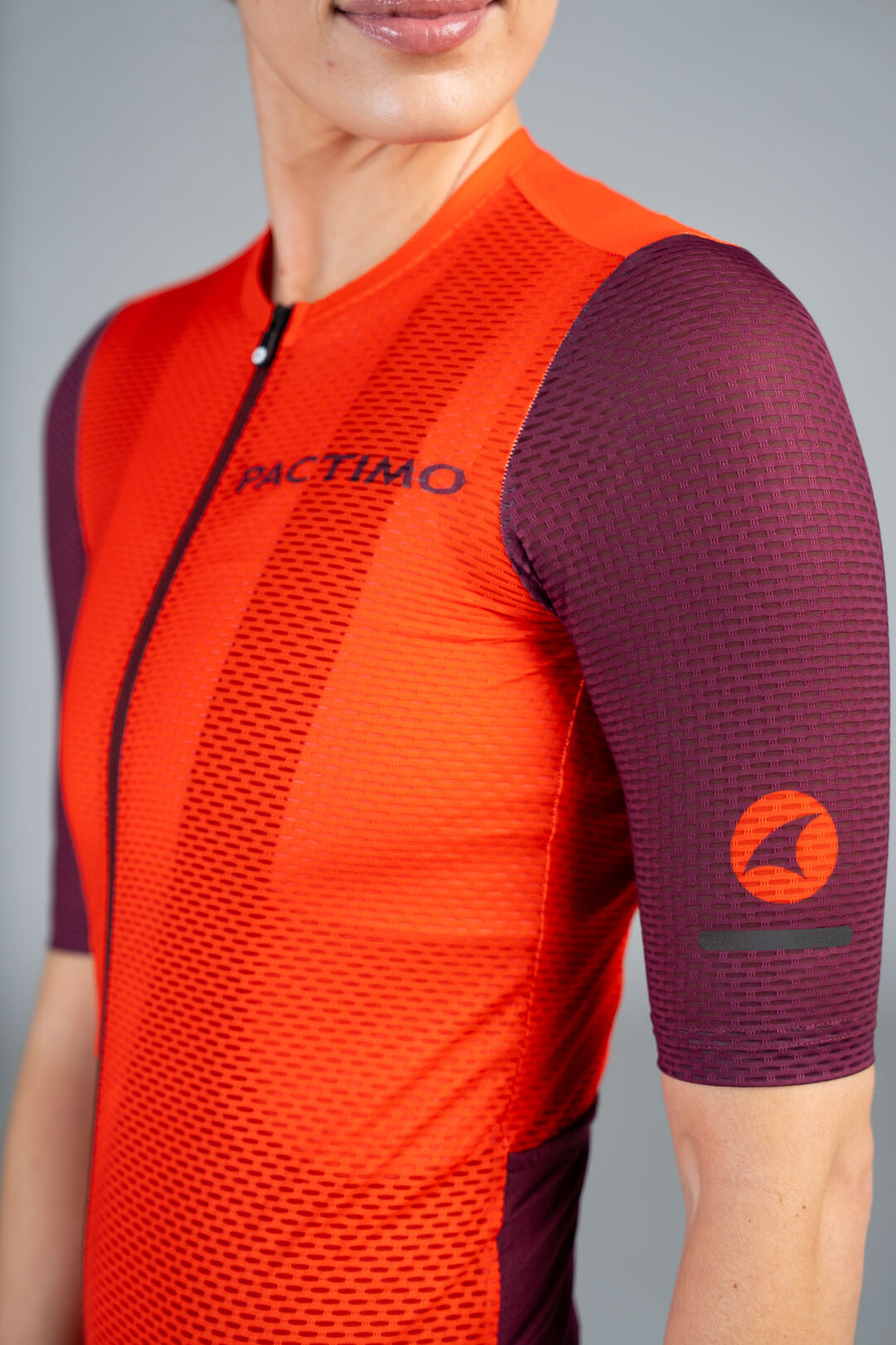 Women's Red Mesh Cycling Jersey - Sleeve