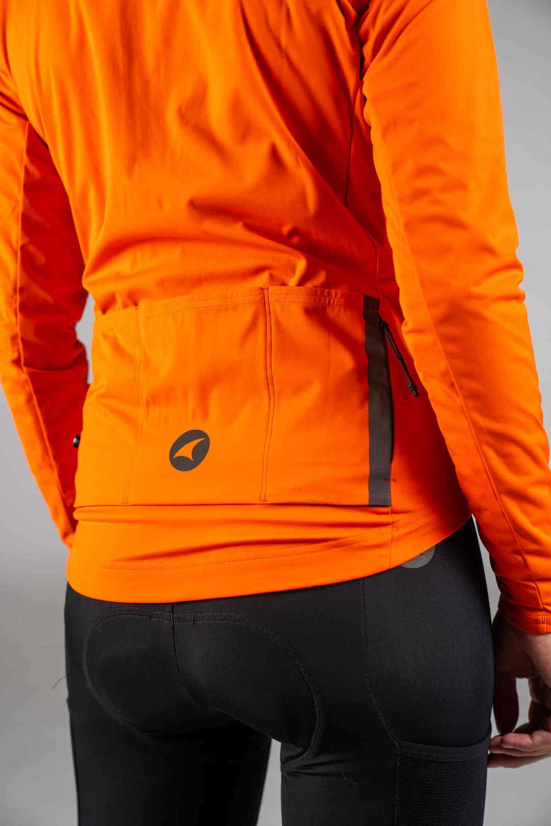 Women's Red Orange Water-Resistant Cycling Jacket - Back Pockets