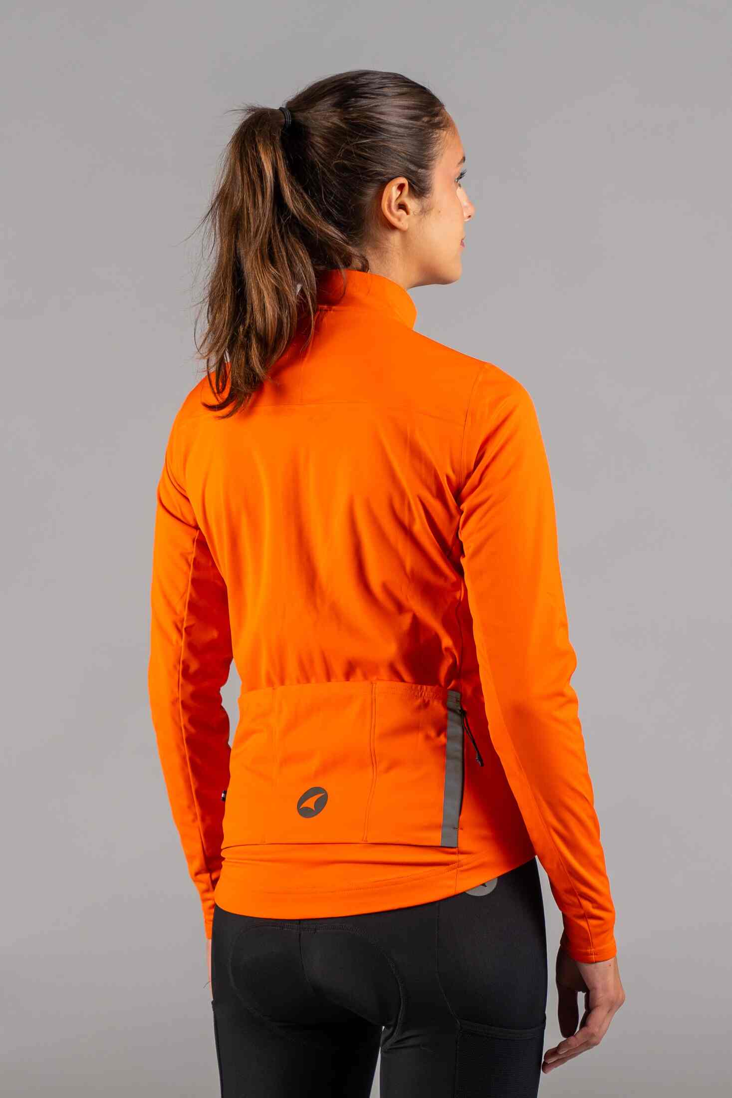 Women's Red Orange Water-Resistant Cycling Jacket -Back View