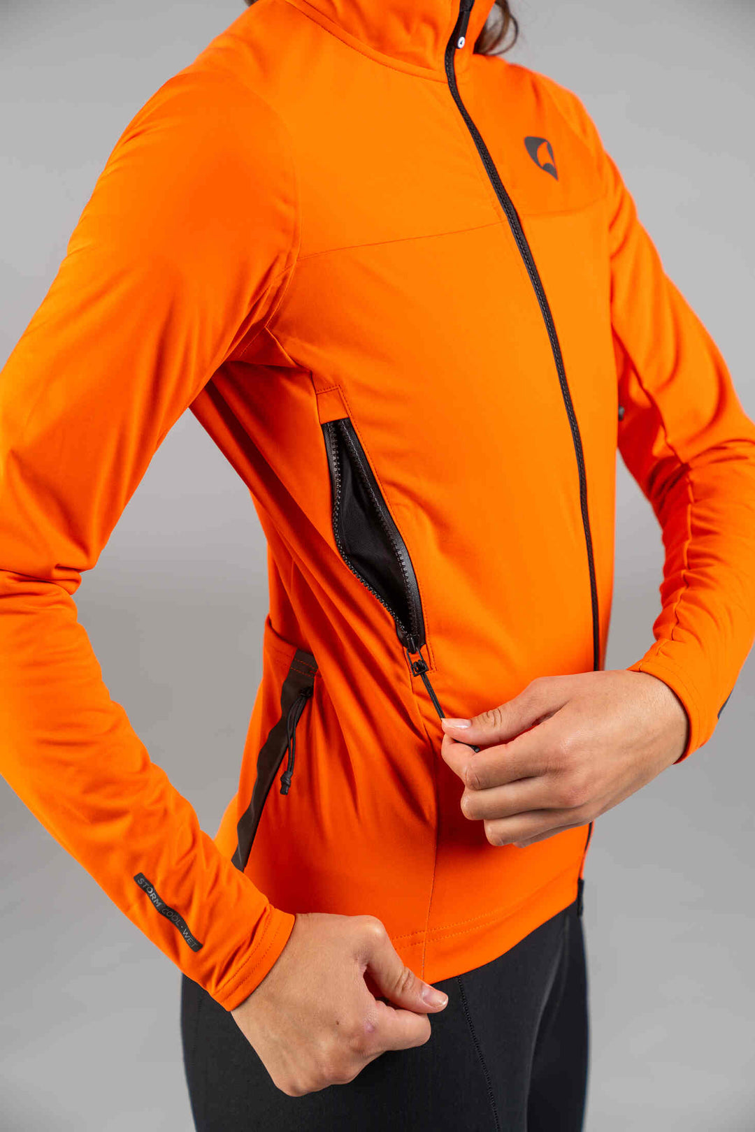 Women's Red Orange Water-Resistant Cycling Jacket - Side Venting