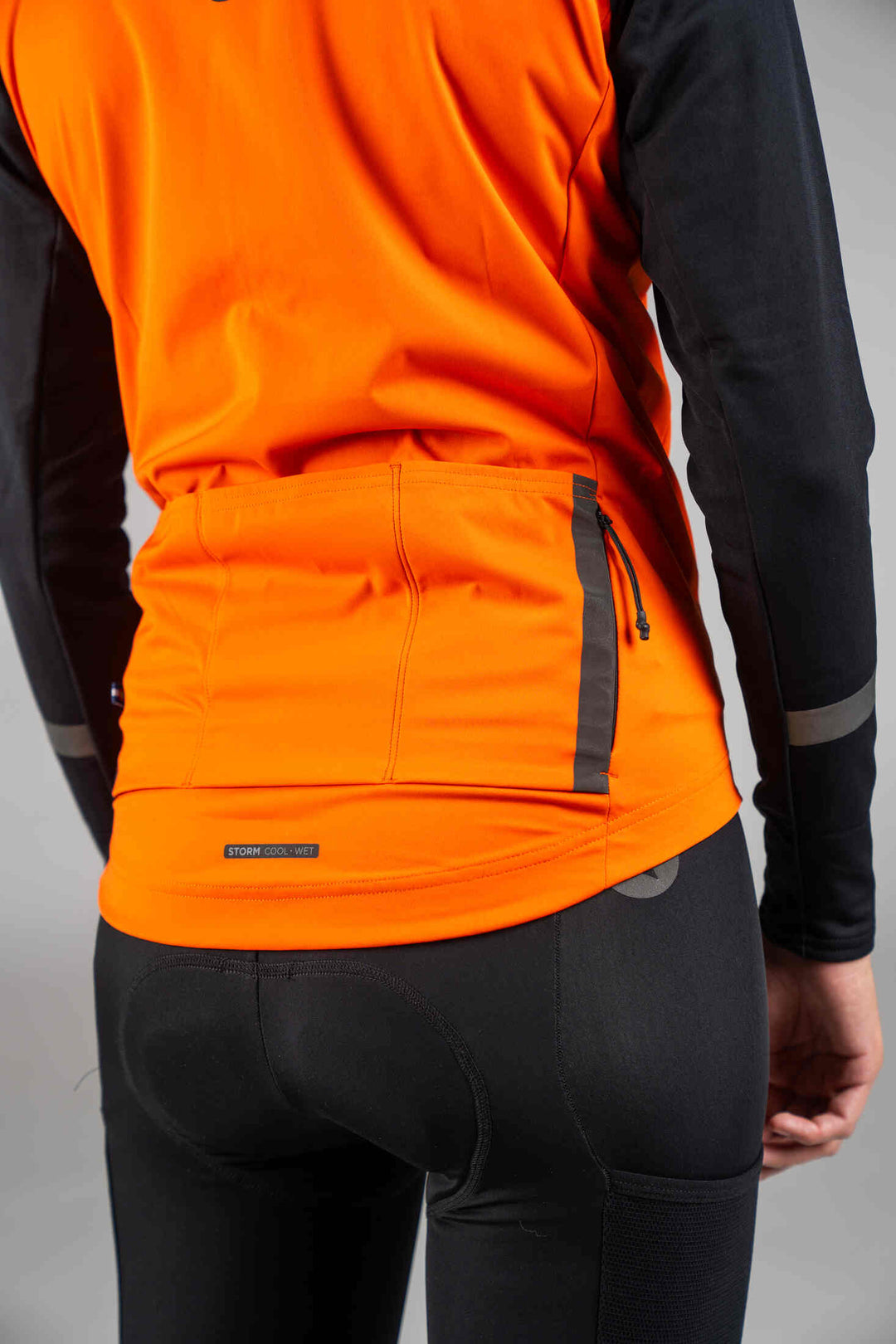 Women's Red Orange Water-Resistant Cycling Vest - Back Pockets