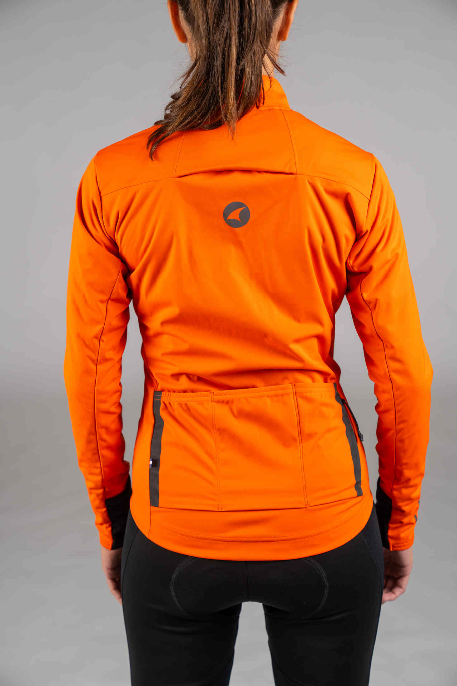 Women's Red Orange Winter Cycling Jacket - Back Close-Up