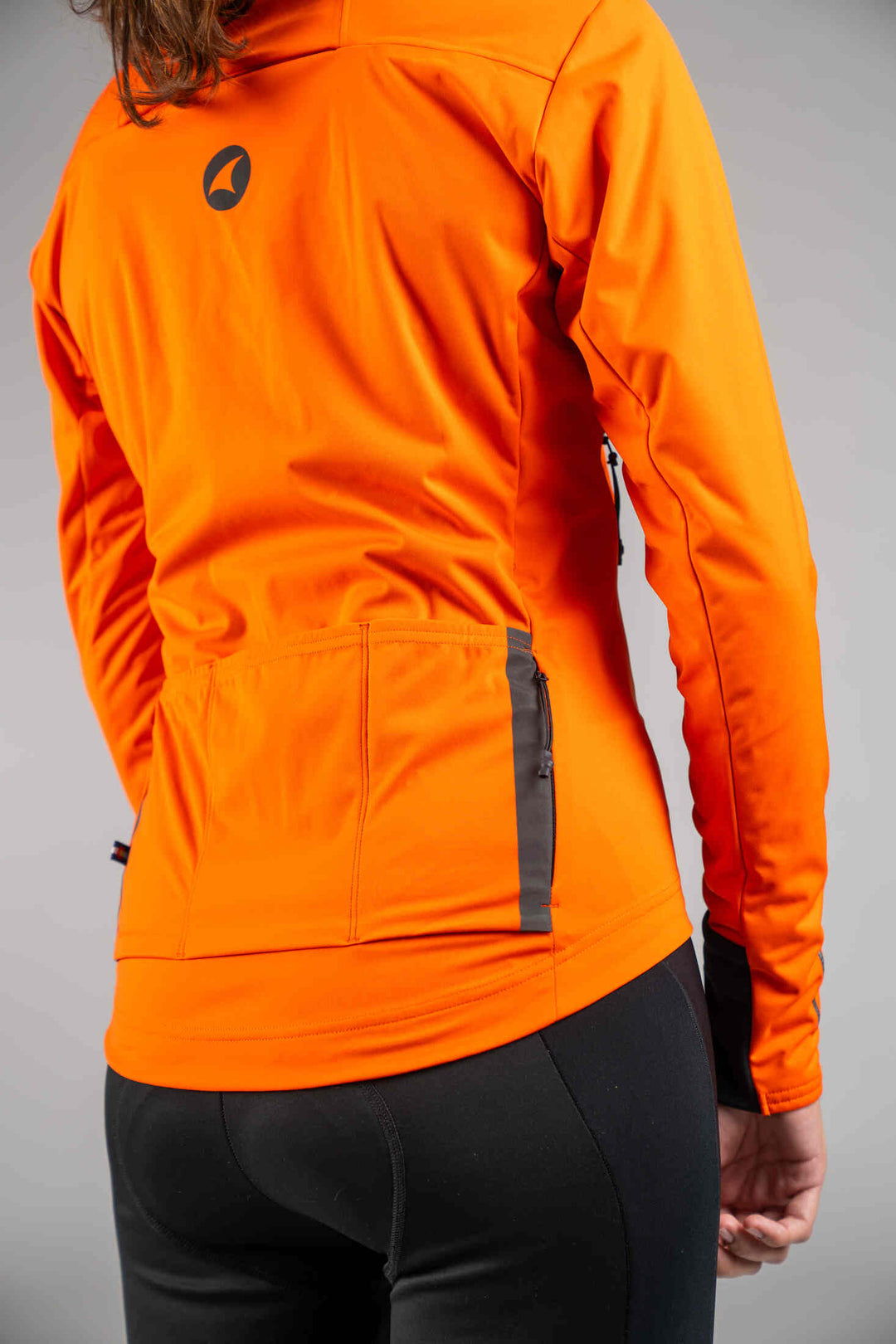 Women's Red Orange Winter Cycling Jacket - Back Pockets