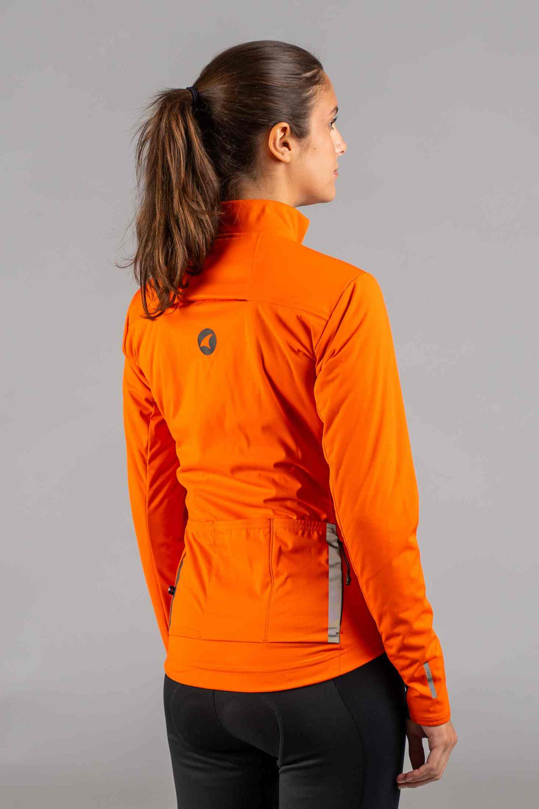 Women's Red Orange Winter Cycling Jacket - Back View