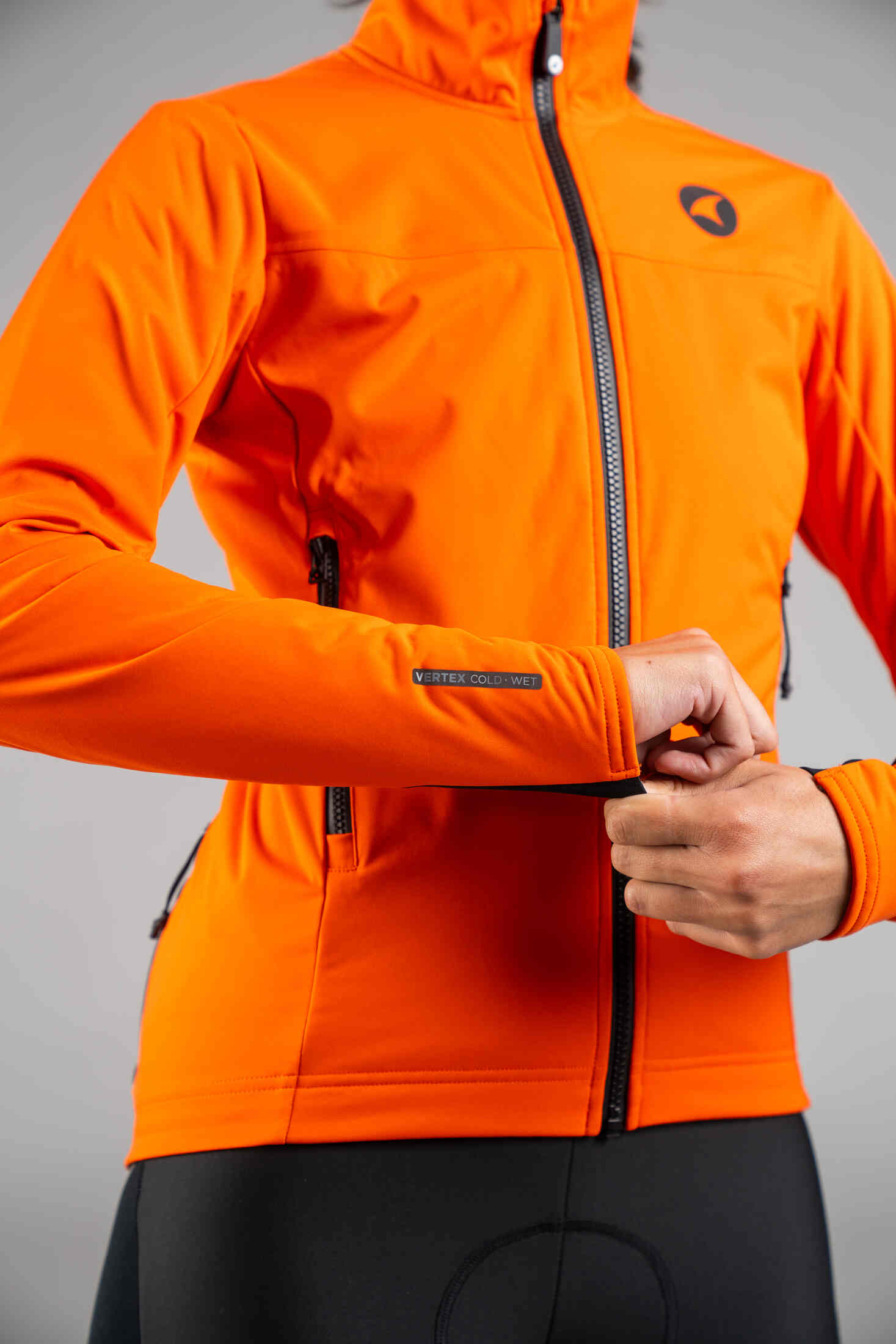 Women's Red Orange Winter Cycling Jacket - Sleeve