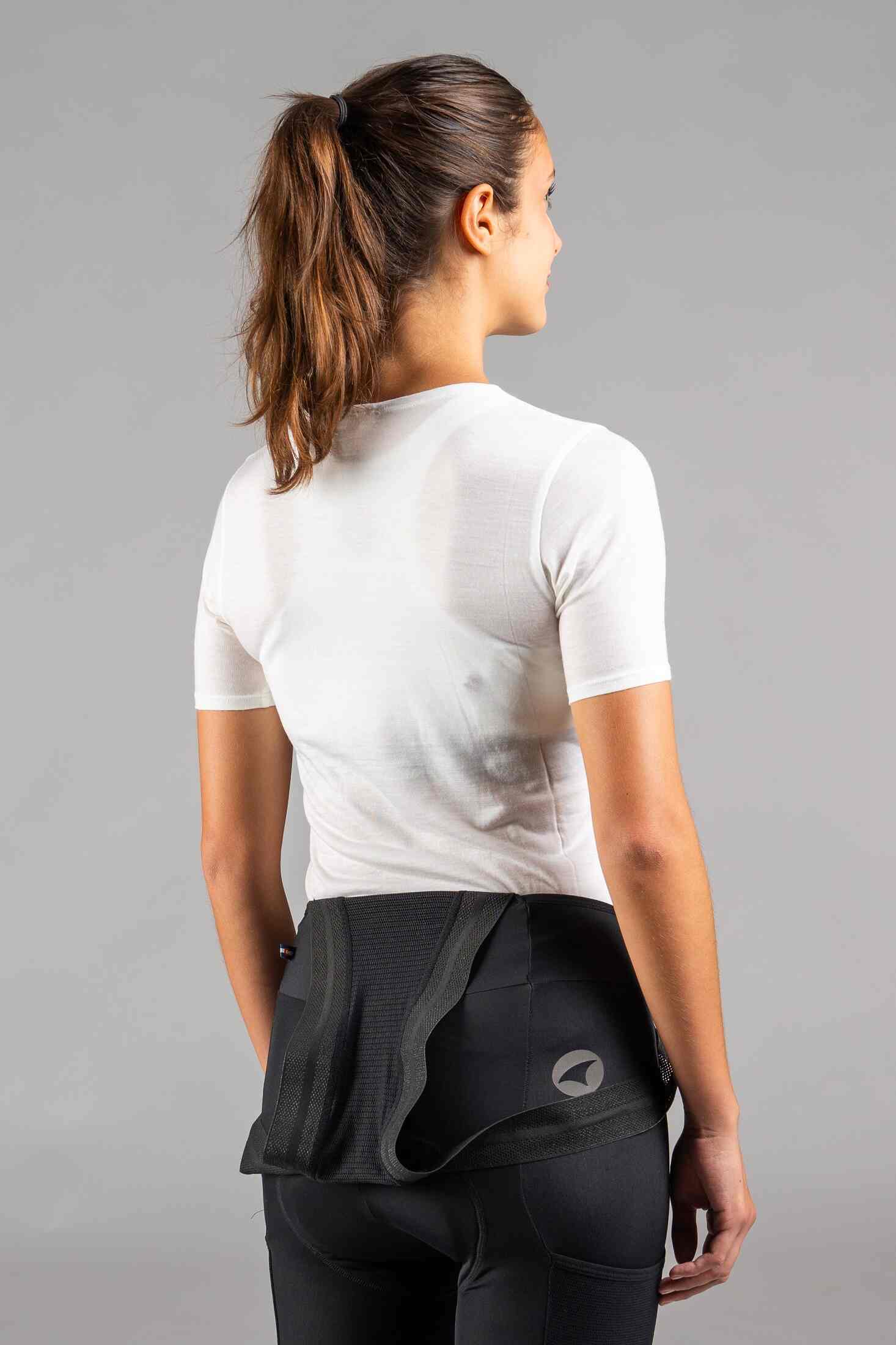 Women's White Merino Wool Cycling Base Layer - Back View