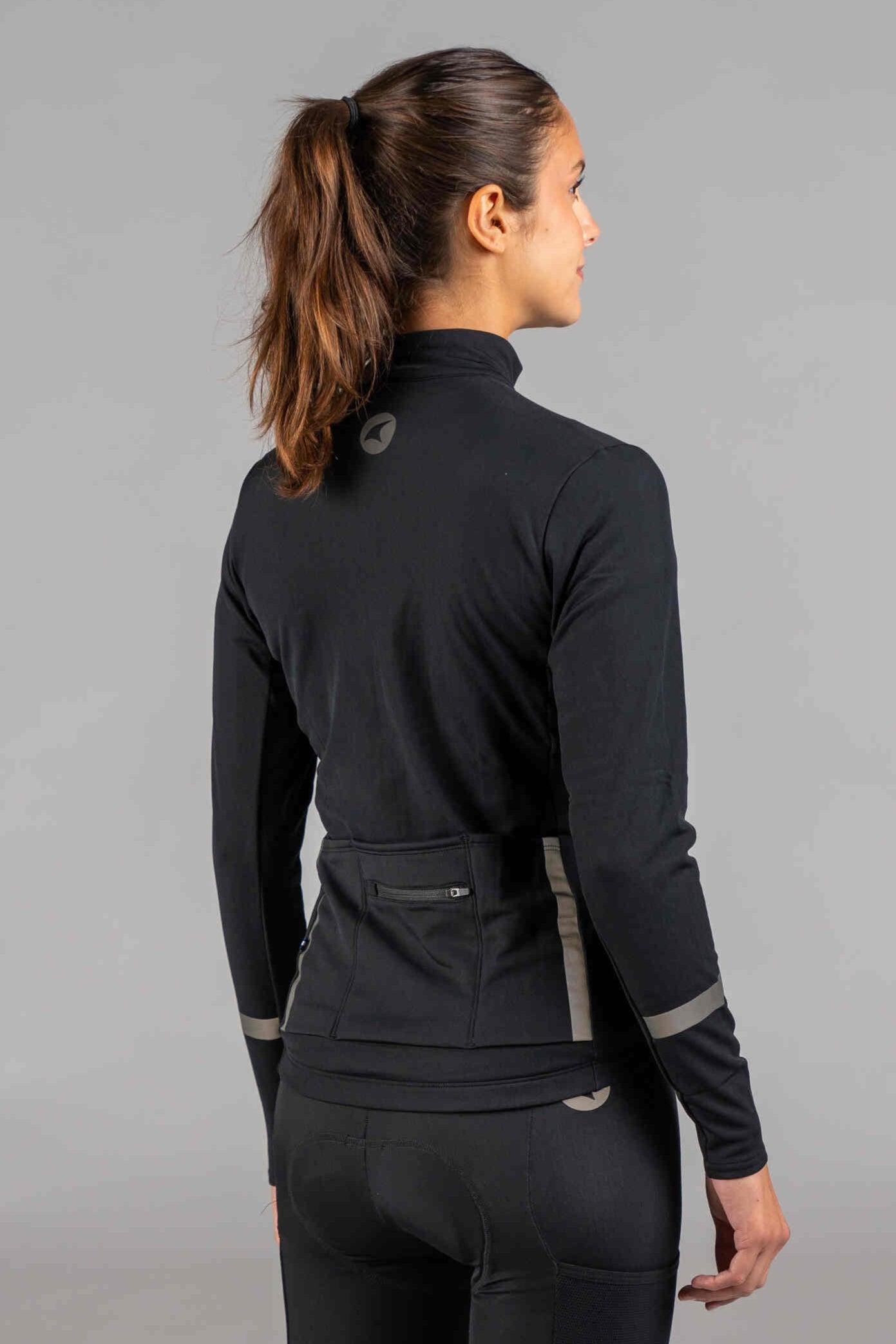 Women's Black Thermal Cycling Jersey - Back View