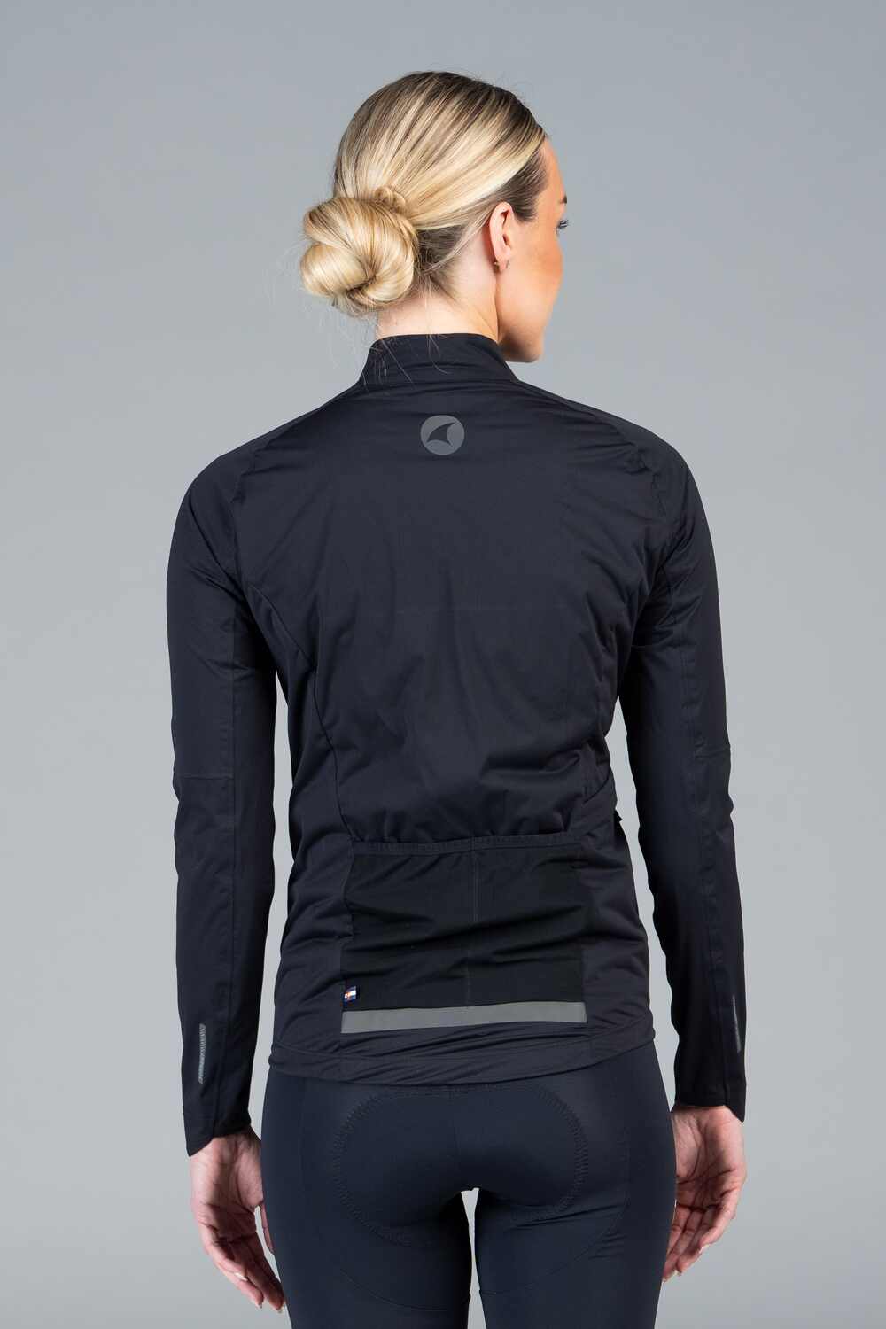 Women's Black Waterproof Cycling Rain Jacket - Back View