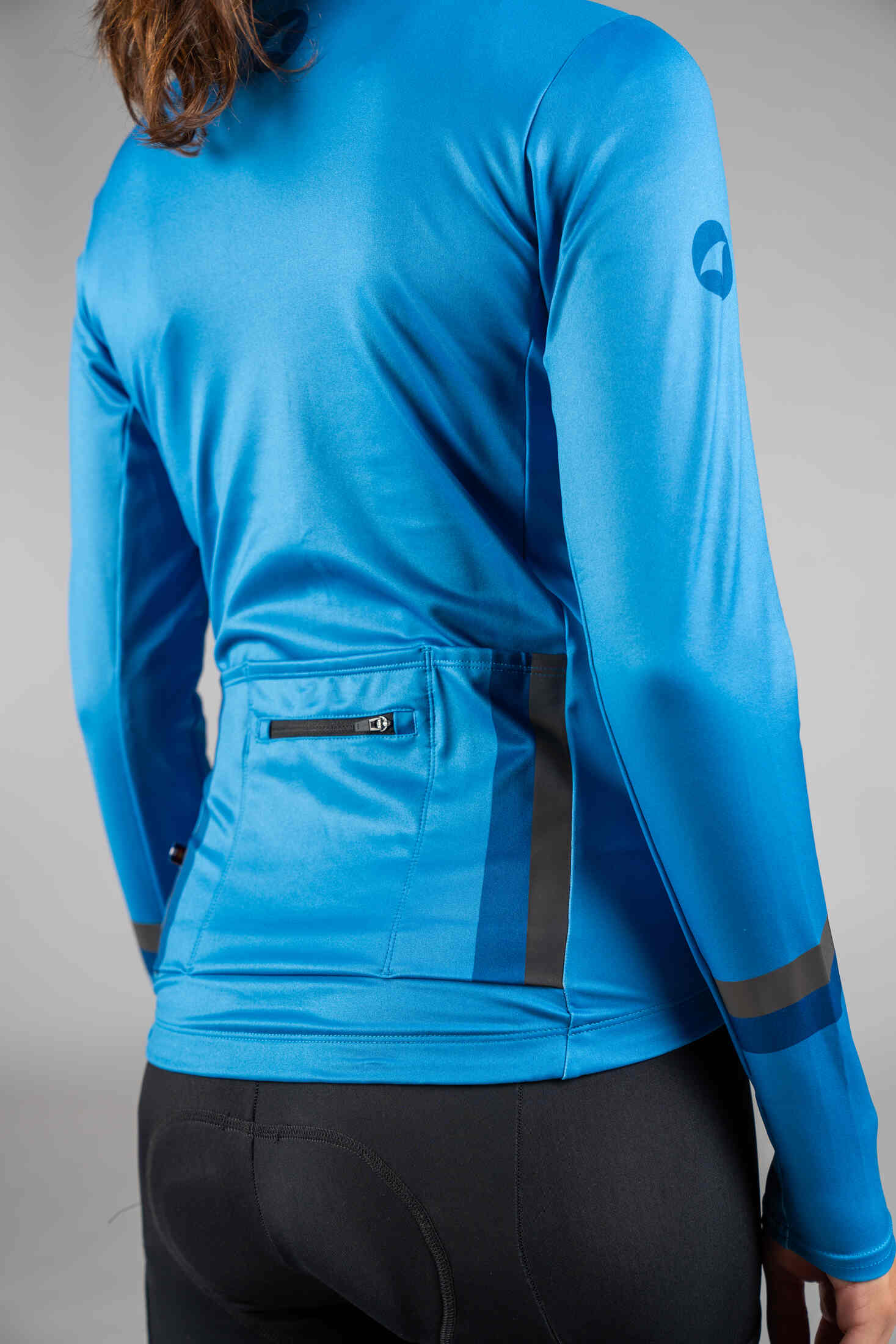 Women's Blue Thermal Cycling Jersey - Back Pockets