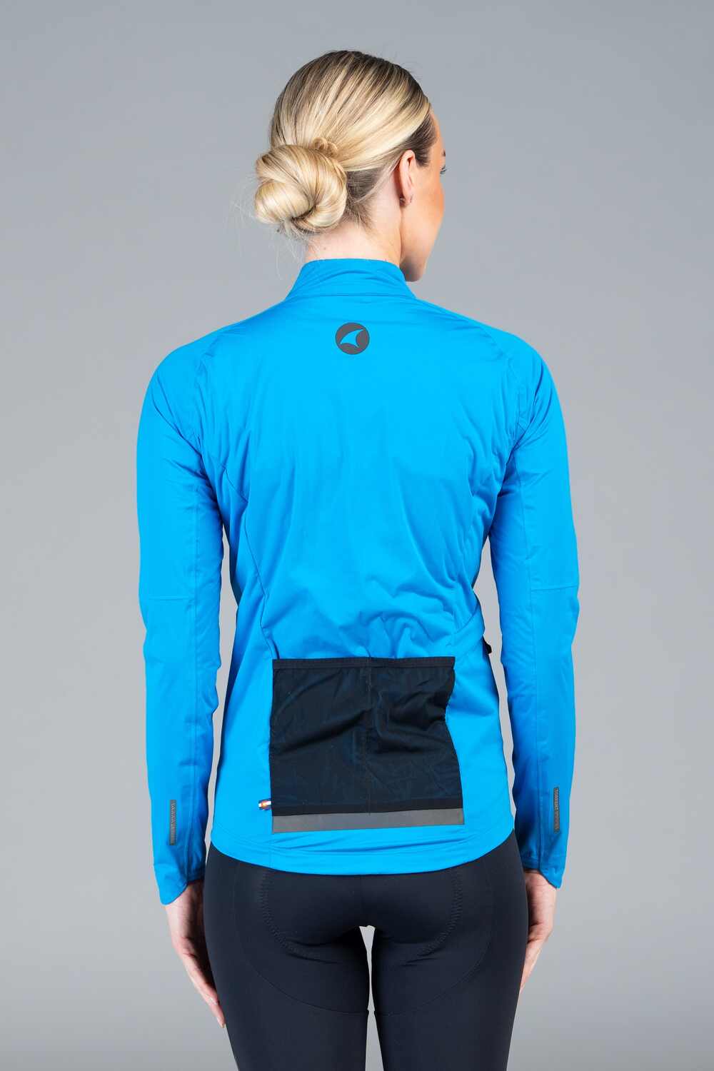 Women's Blue Waterproof Cycling Rain Jacket - Back View