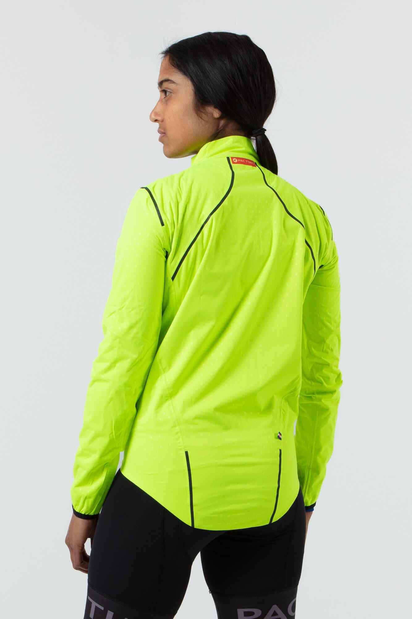 Women's High-Viz Yellow Cycling Rain Jacket - Back View