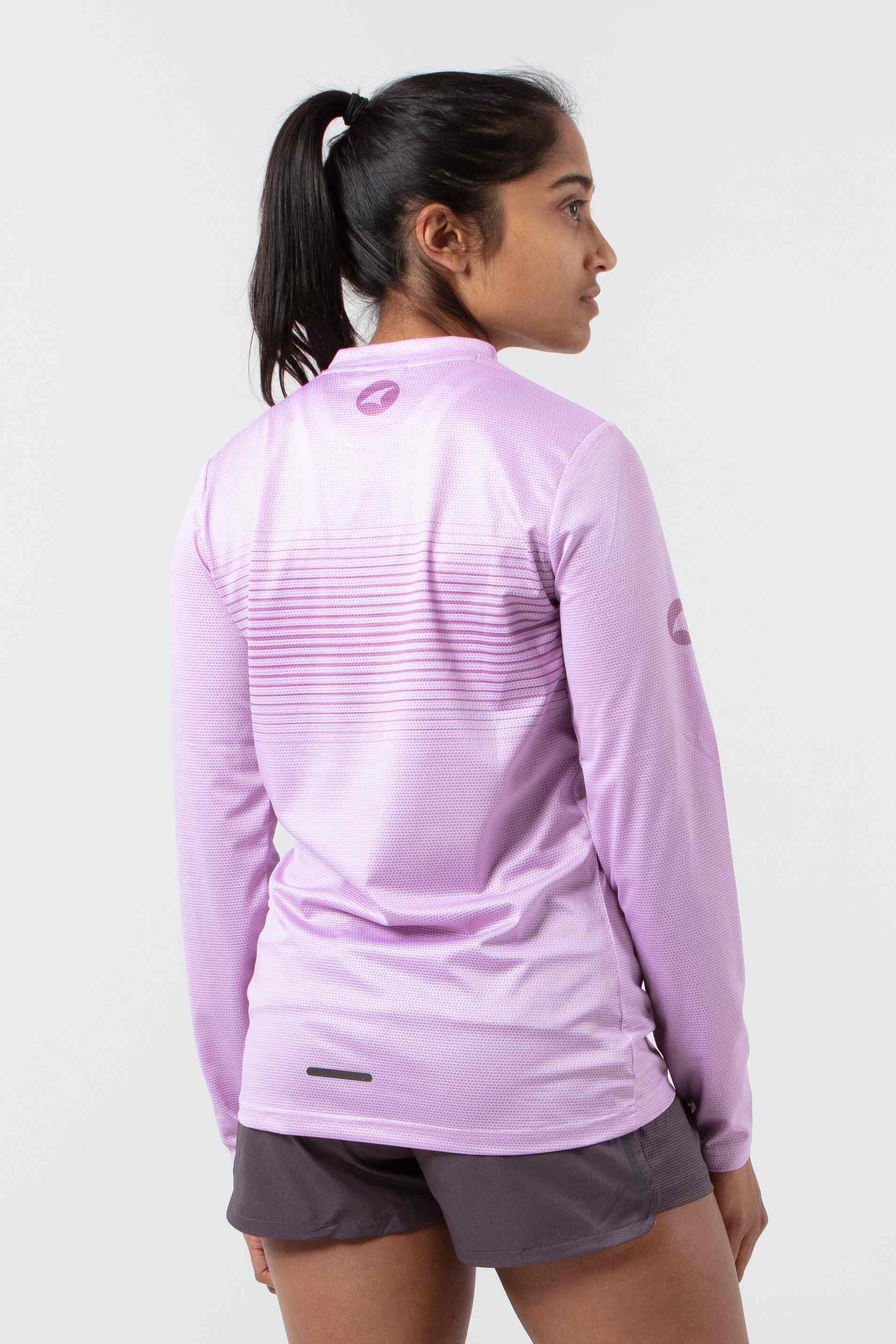 Women's Lilac Long Sleeve Running Tee - Back View