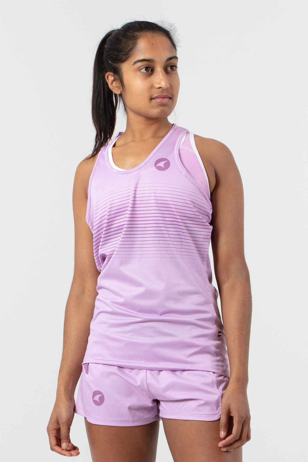 Women's Lilac Running Singlet - Front View