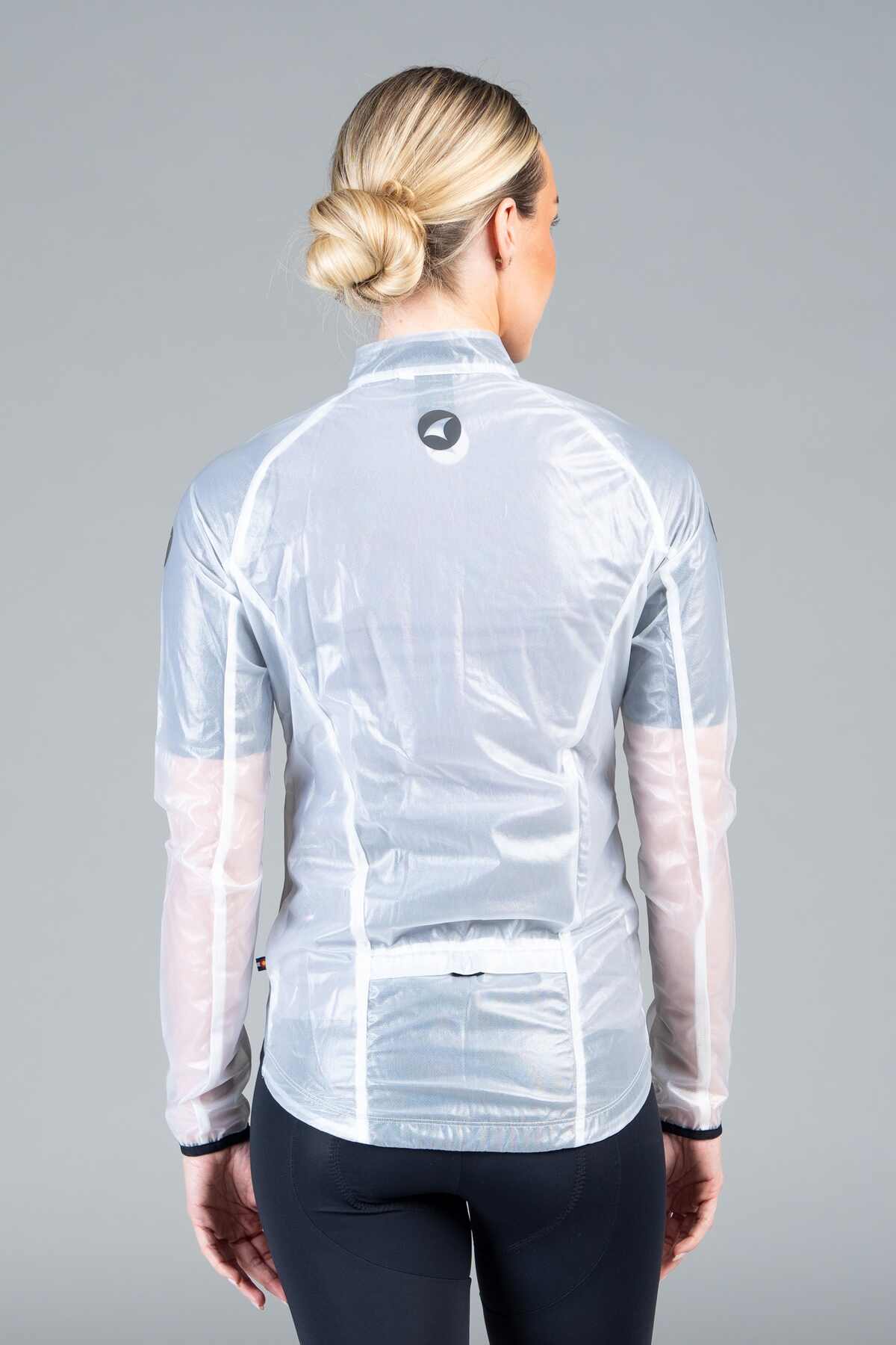 Women's Packable Cycling Rain Jacket - Back View