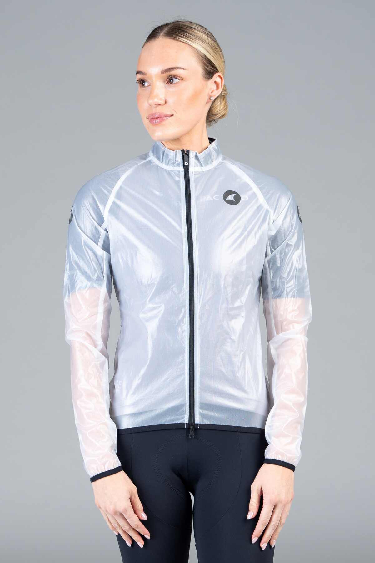 Women's Packable Cycling Rain Jacket - Front View