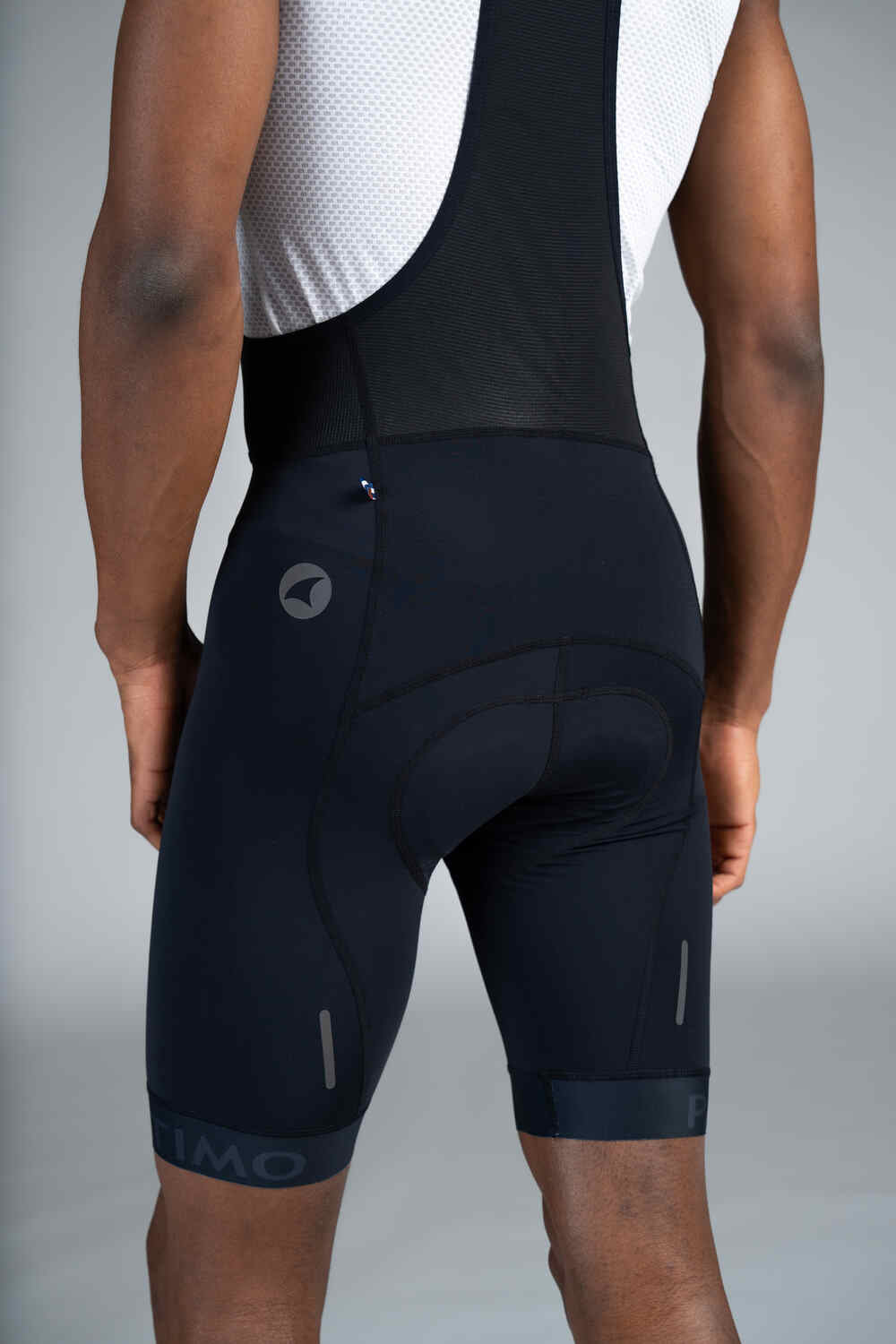 Men's Black Cycling Bibs - Ascent Vector Back Close-Up