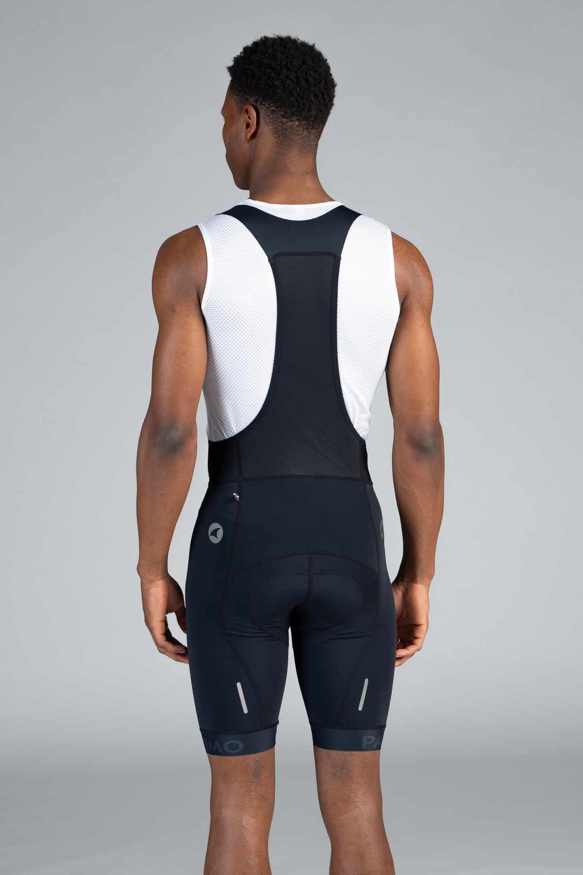 Men's Black Cycling Bibs - Ascent Vector Back View