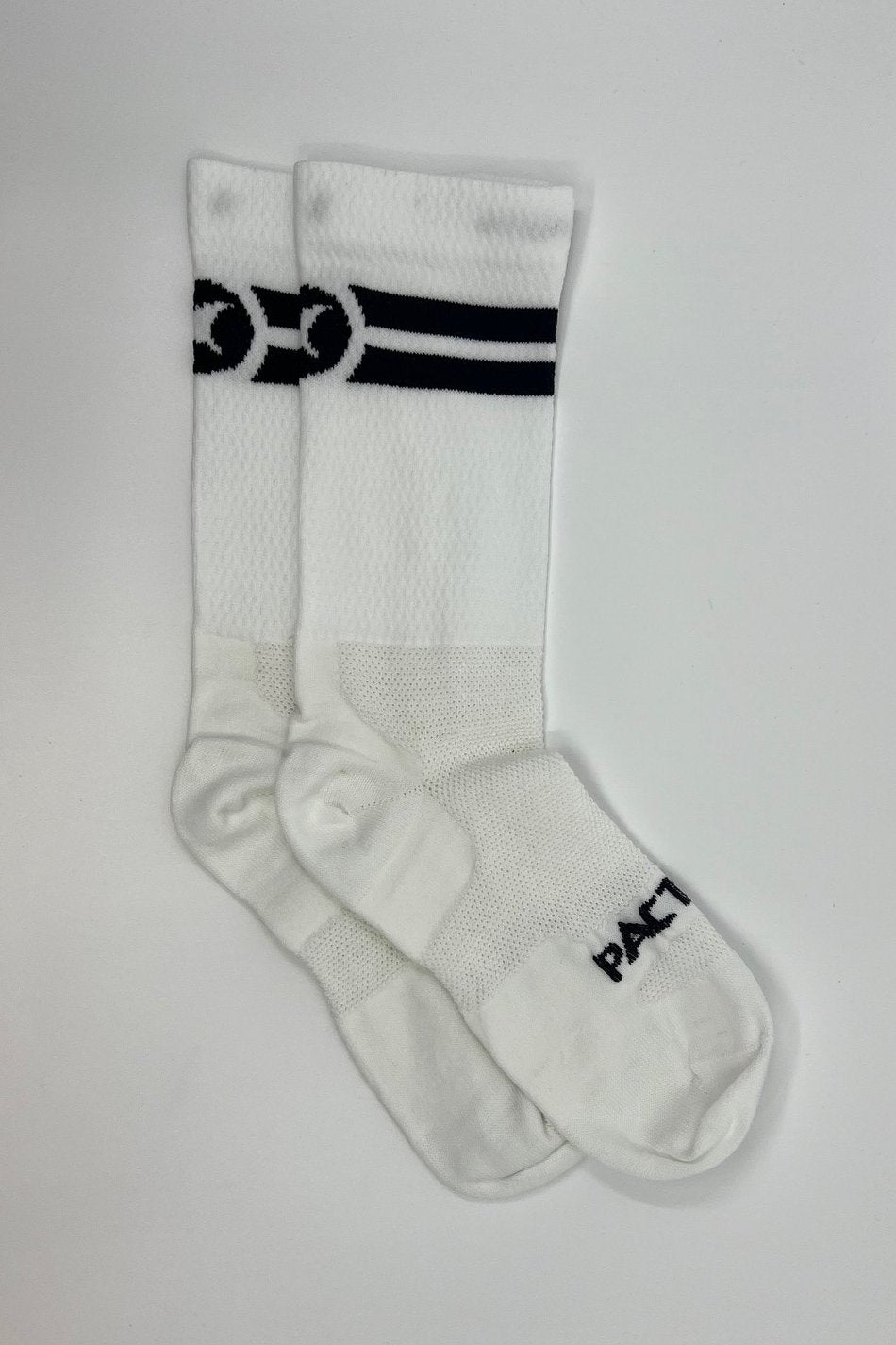 White Cycling Socks with Black Stripes