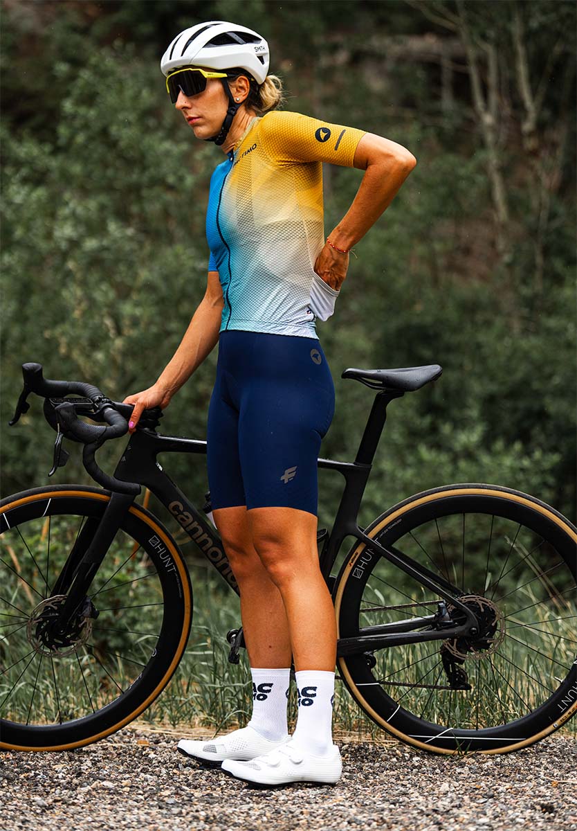 Women's Navy Blue Flyte Cycling Bibs - Side View